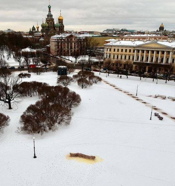 Петербургские коммунальщики убрали пятиметровую снежную фигуру какашки с Марсова поля искусство