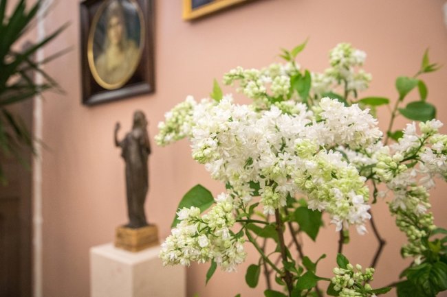 Впервые за сто с лишним лет аромат цветущей сирени вновь наполнил интерьеры Александровского дворца зимой природа