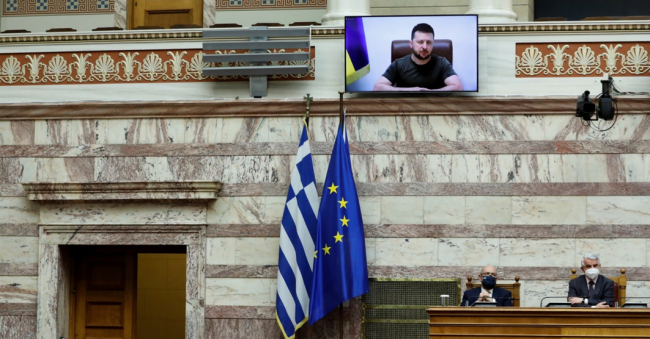 Греческий парламент в шоке от выступления Зеленского и его нацистских друзей зеленский, нацисты, греция