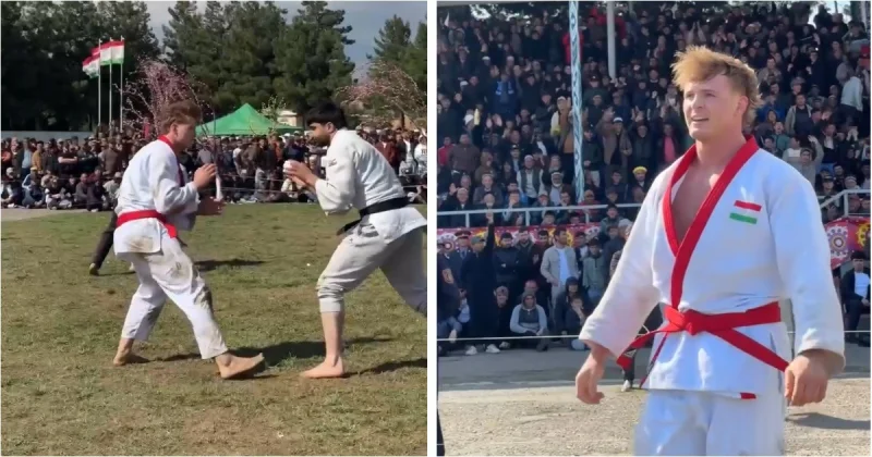 Момент сенсационной победы спортсмена над непобедимым чемпионом Таджикистана на Наврузе