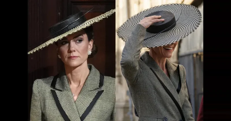 Кейт Миддлтон в шляпе, скрывающей лицо, появилась на публике с Уильямом