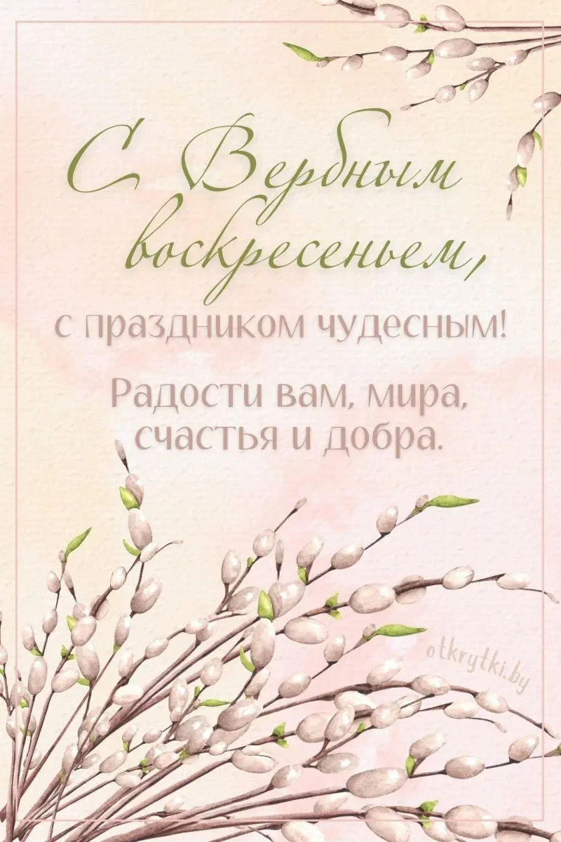 Традиции Вербного воскресенья и коллекция открыток для поздравления
