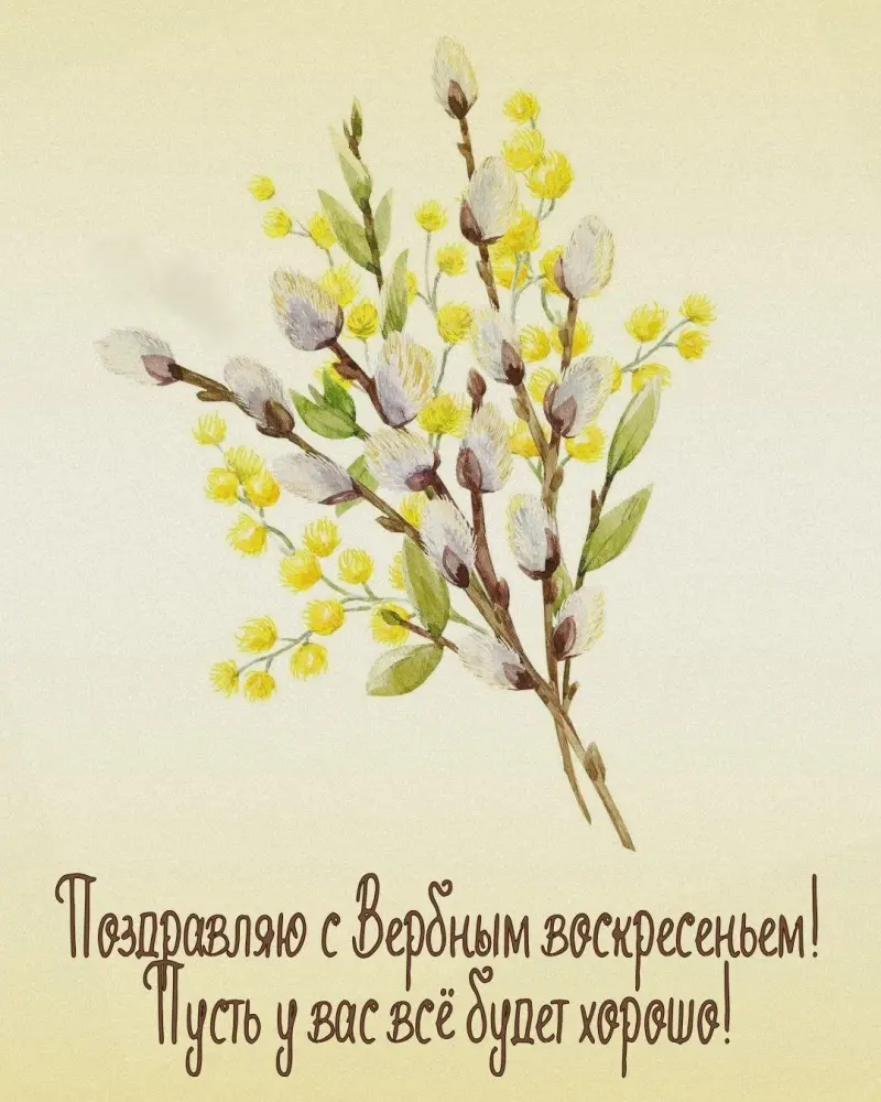 Традиции Вербного воскресенья и коллекция открыток для поздравления