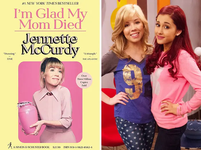 Book cover of Jennette McCurdy's memoir alongside a scene with two women, illustrating wildest secrets in celebrity memoirs.