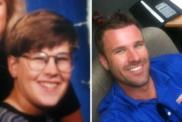 Сравнительные фотографии парня в подростковом и взрослом возрасте