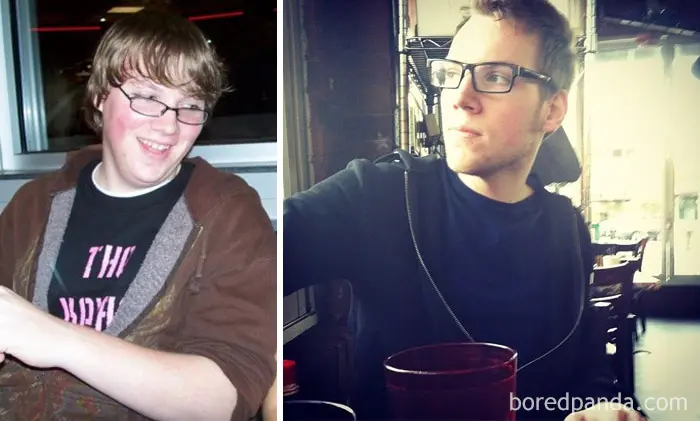 Сравнительные снимки парня в подростковом и взрослом возрасте