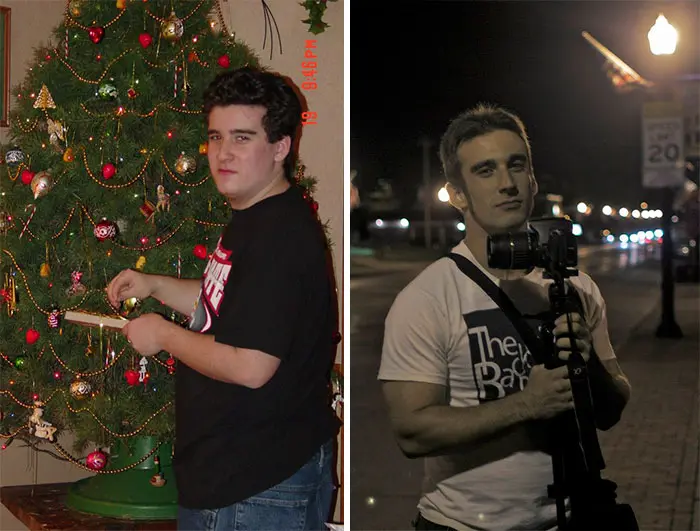 Два снимка девушки: до и после