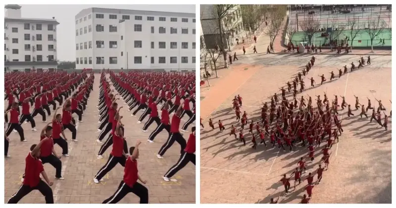 Тысячи учеников, один ритм: как проходят тренировки в легендарной школе боевых искусств Китая