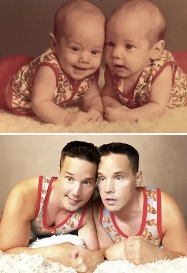 Взрослые воссоздают детские фото: трогательные и смешные дубли