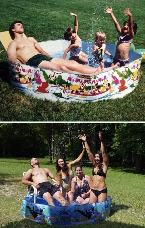 Взрослые воссоздают детские фото: трогательные и смешные дубли