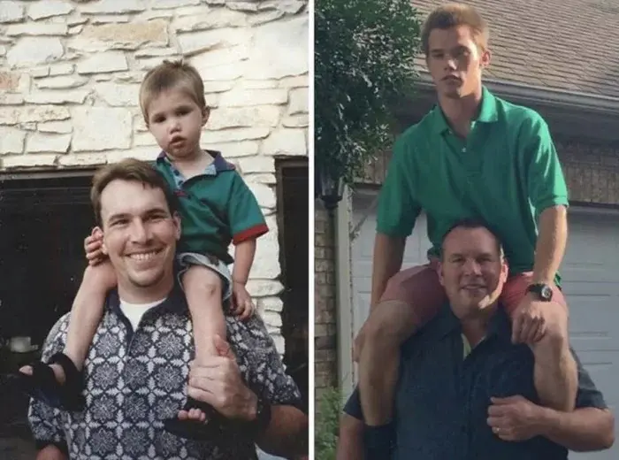 Взрослые воссоздают детские фото: трогательные и смешные дубли