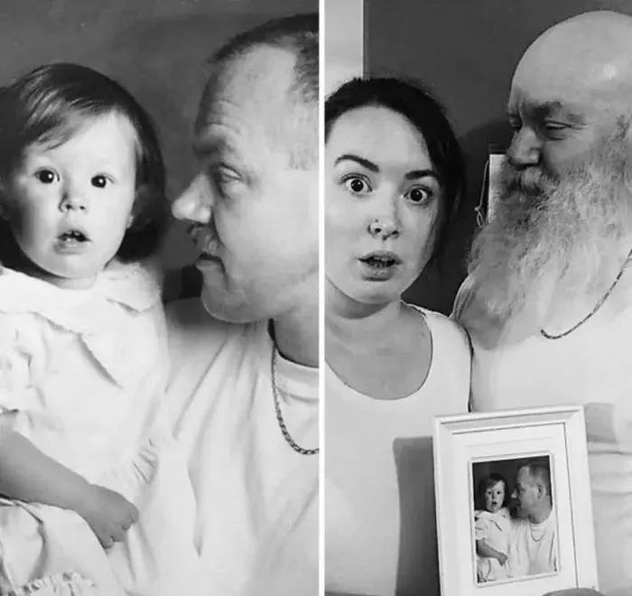 Взрослые воссоздают детские фото: трогательные и смешные дубли