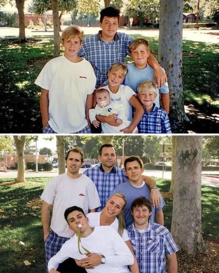 Взрослые воссоздают детские фото: трогательные и смешные дубли