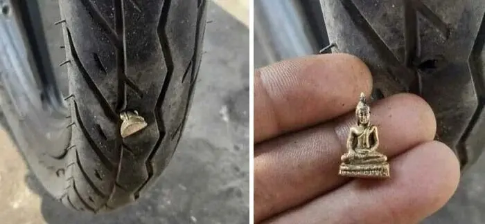 Ключ, торчащий из автомобильной шины