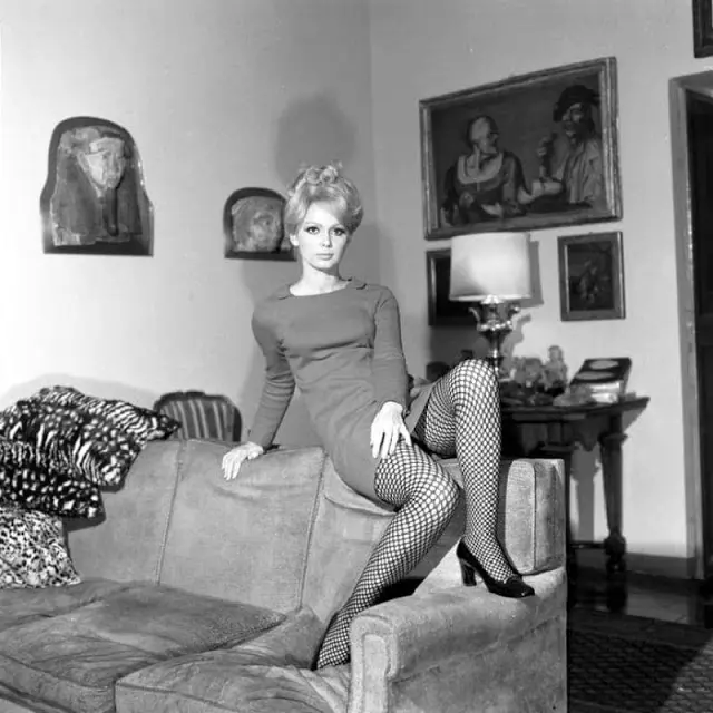 Франс Англаде в чулках-паутинке