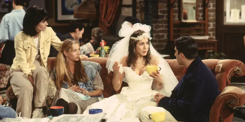 Герои Друзей сидят в кофейне