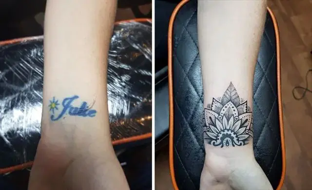 Перекрытая татуировка с именем