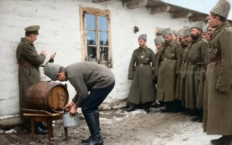 Раздача красного вина в Рождество 1915 года