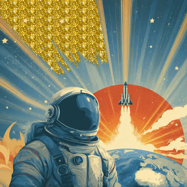 Мерцающие звезды в открытках: 15 гифок ко Дню космонавтики