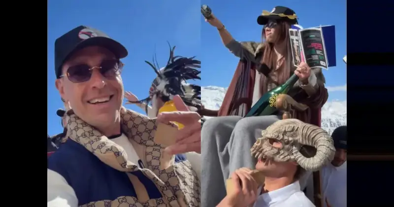 Подругу Алекса Лесли несли на троне по Куршевелю под хит t.A.T.u.