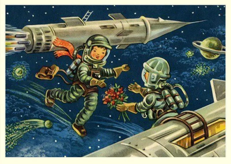 Винтажная коллекция: советские открытки ко Дню космонавтики