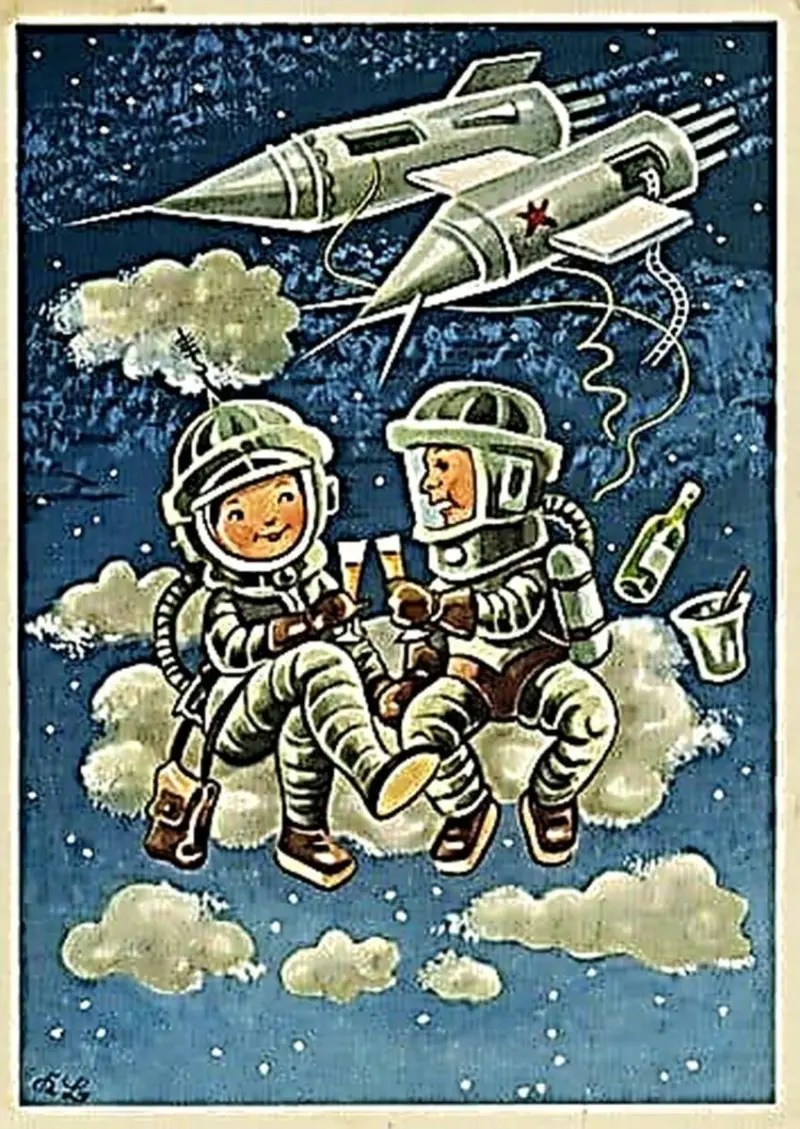 Винтажная коллекция: советские открытки ко Дню космонавтики