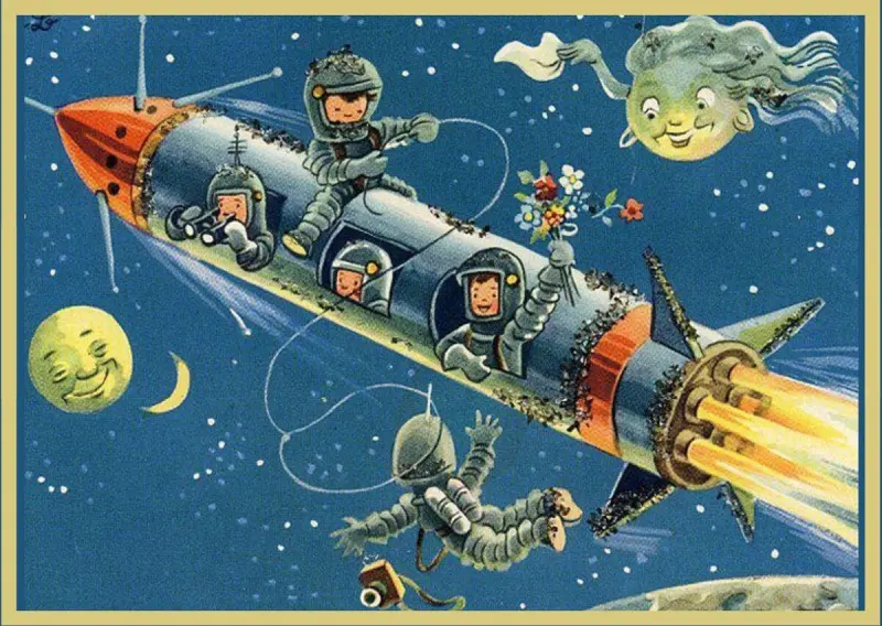 Винтажная коллекция: советские открытки ко Дню космонавтики