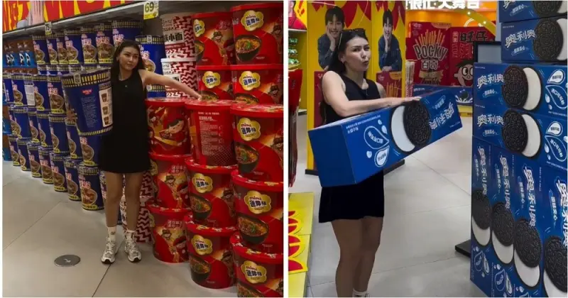 Метры чипсов и ведра лапши: в Китае открыли магазин гигантских закусок