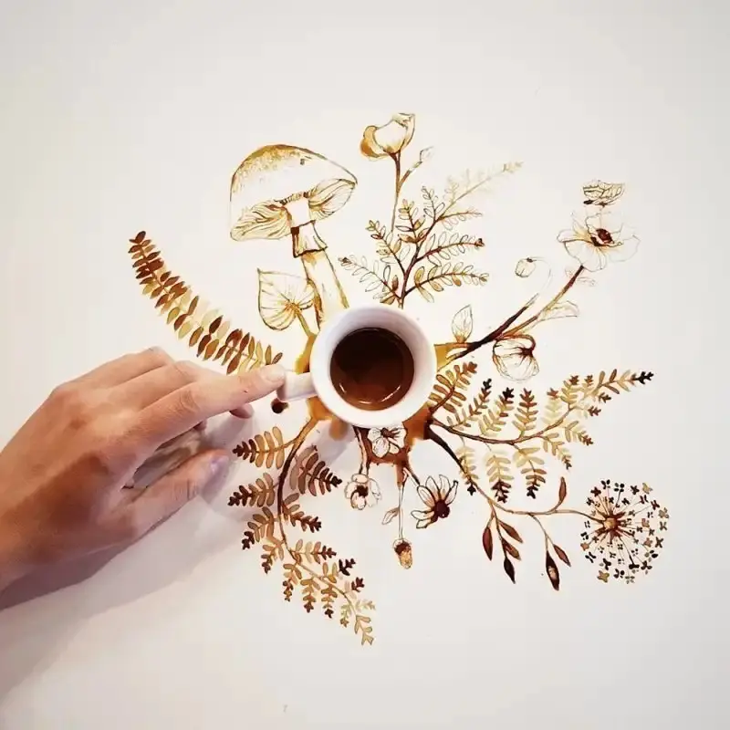 Кофейные шедевры: как художница превращает пролитый кофе в искусство