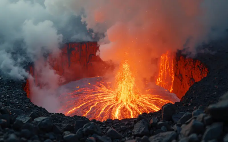 Один камень — и вулкан проснулся: опасный эксперимент на краю лавового озера