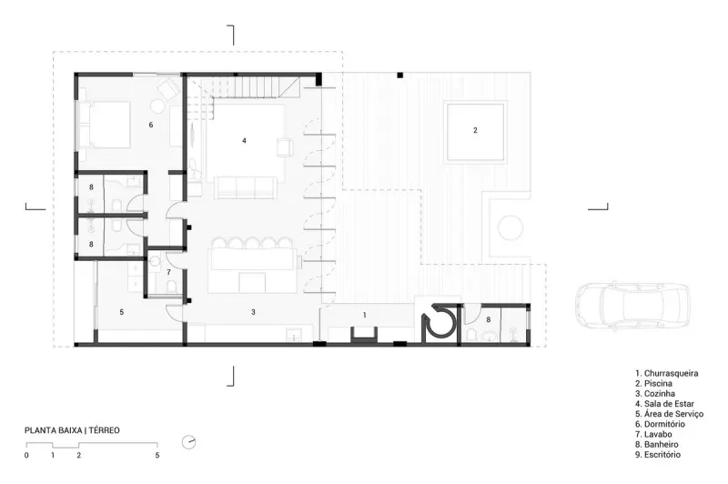 Экодом в Бразилии: Слияние с природой через зеленую крышу и стену из глины