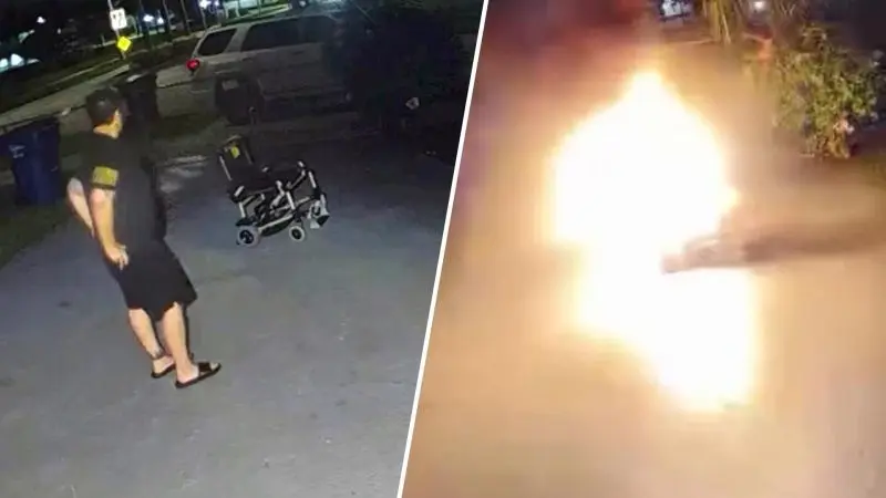 Электро-коляска загорелась на улице после странных щелчков