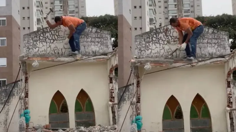 Бразильский рабочий случайно сломал не только здание