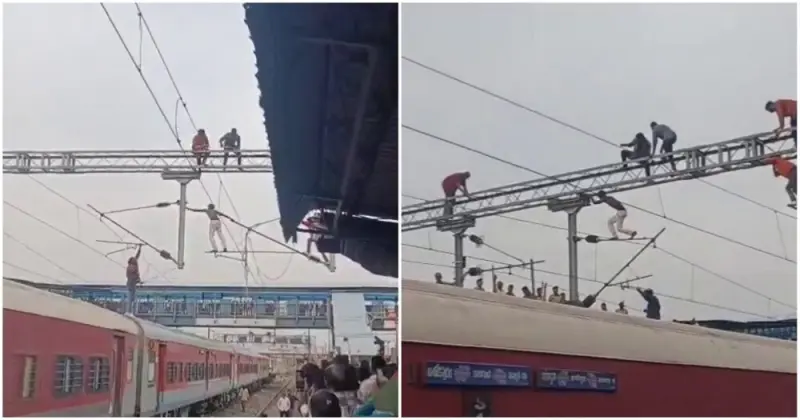 Человек на высоте: из-за чудака на станции в Индии встали поезда