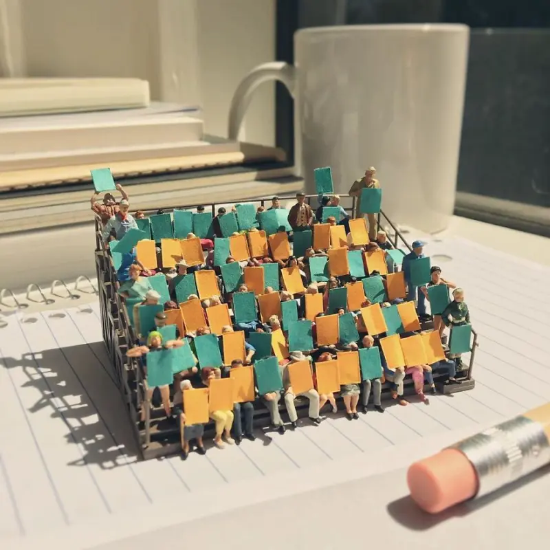 Как победить офисную тоску: 40+ миниатюрных шедевров из канцелярии креатив, миниатюры, офис, фотография, творчество, Деррик Лин, хобби