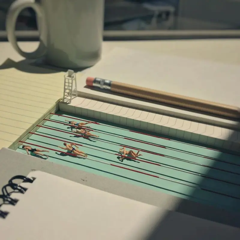 Как победить офисную тоску: 40+ миниатюрных шедевров из канцелярии креатив, миниатюры, офис, фотография, творчество, Деррик Лин, хобби