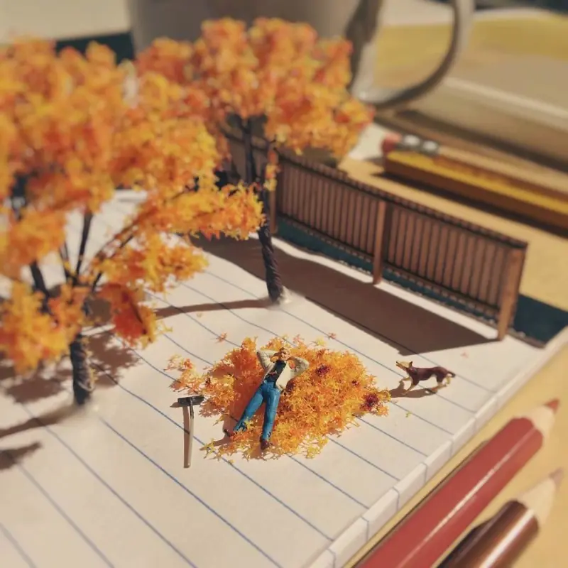 Как победить офисную тоску: 40+ миниатюрных шедевров из канцелярии креатив, миниатюры, офис, фотография, творчество, Деррик Лин, хобби