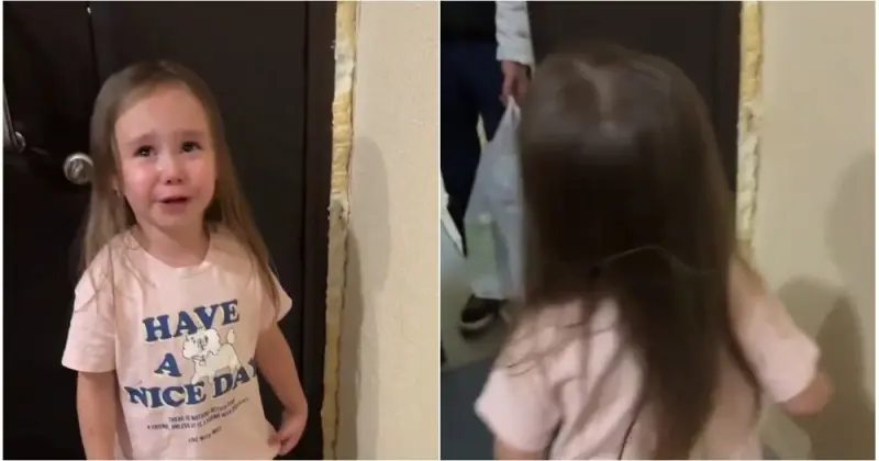 Ребенок решил уйти к соседям, но передумал, когда они открыли дверь