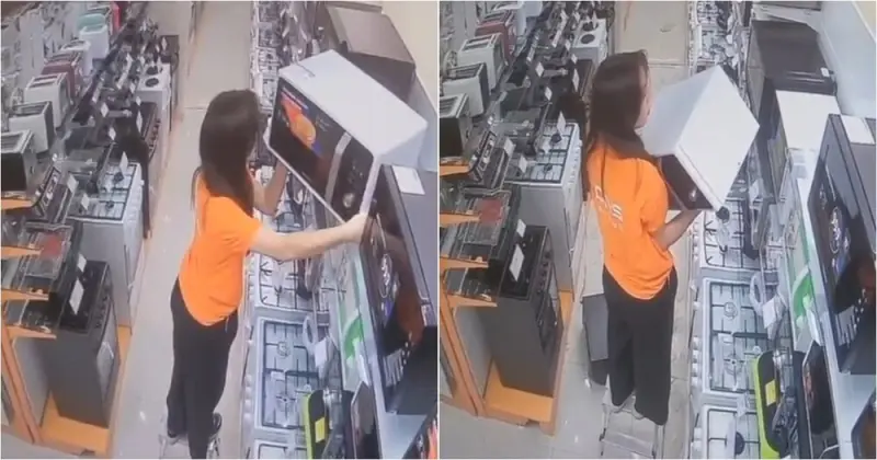 Неудачное снятие микроволновки в ДНС: техника рухнула на пол