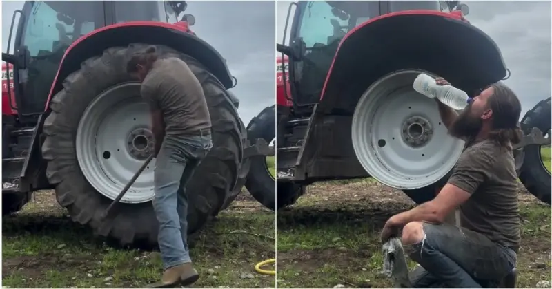 Один в поле воин: замена колеса на тракторе в одиночку