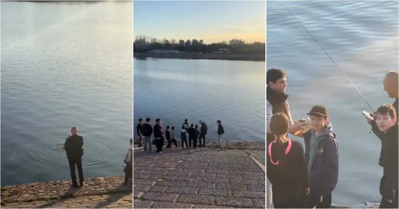 На глазах у десятков людей: этот рыбак не подвел ожидания толпы рыбалка, улов, набережная, удача, видео, зеваки, интересно