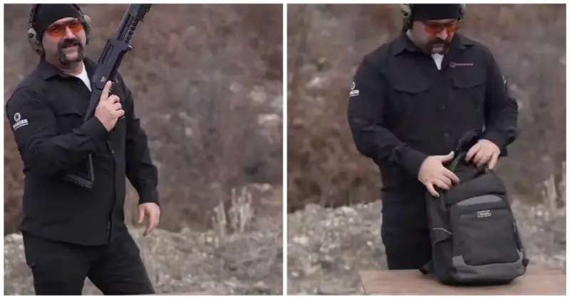 Складной дробовик, который помещается в рюкзак складной дробовик, оружие, США, рюкзак, компактность, новинка, видео