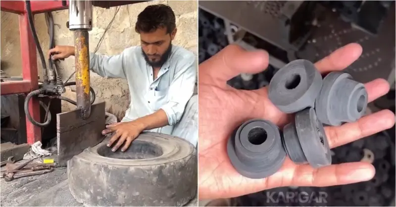 В Пакистане нашли применение старым автомобильным шинам переработка шин, Пакистан, утилизация, втулки, старые покрышки, резина, лайфхак