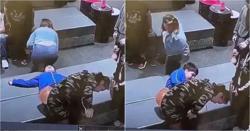 Женщина присела на скамейку и не заметила собственного сына: курьезное видео