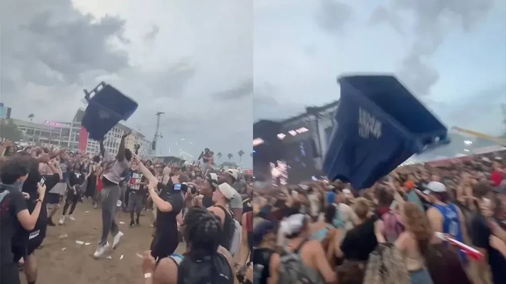 Удар контейнером: неприятный момент на хип-хоп фестивале Rolling Loud, фестиваль, удар, контейнер, видео, происшествие, хип-хоп