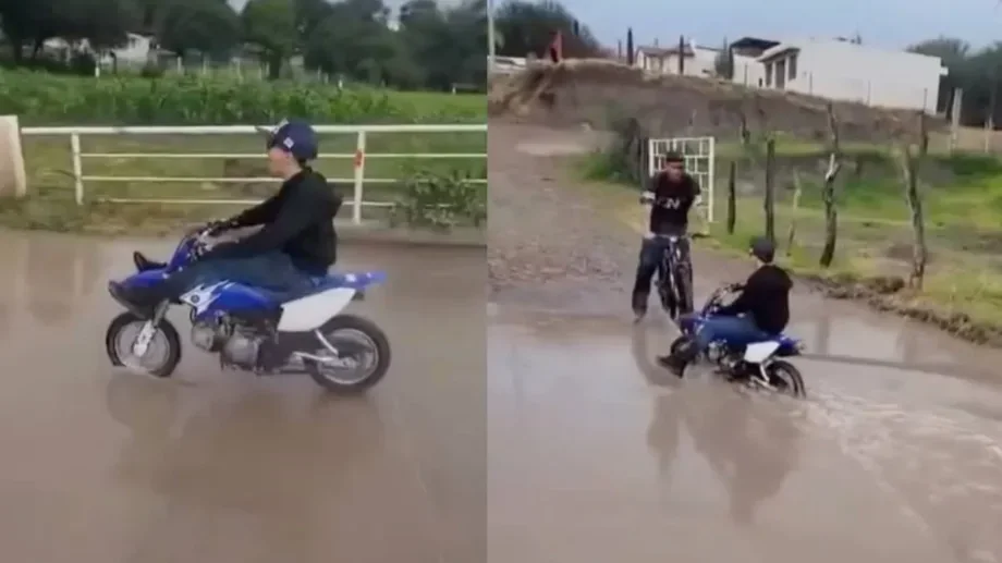 Когда идея снять крутое видео обернулась мокрым фиаско мотороллеры, лужа, скорость, прикол, падение, видео