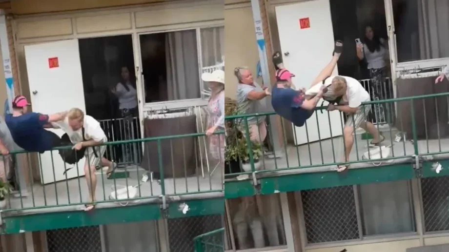 Слово за слово: мужчину сбросили с балкона во время разборок Австралия, драка, балкон, падение, видео, конфликт