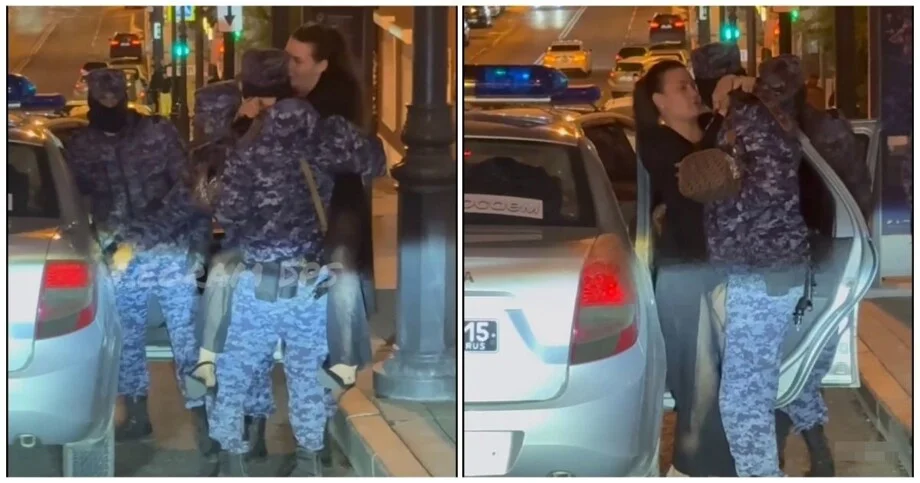 Пьяная посетительница бара «обняла» росгвардейца во Владивостоке Владивосток, Росгвардия, дебош, задержание, видео, бар, происшествие