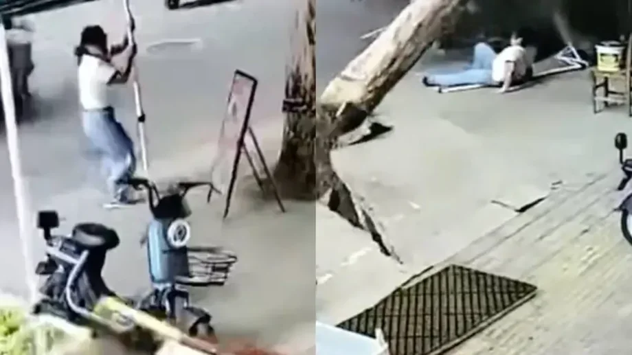 Чудом избежала смерти: видео шторма, где дерево падает на место, где стояла женщина