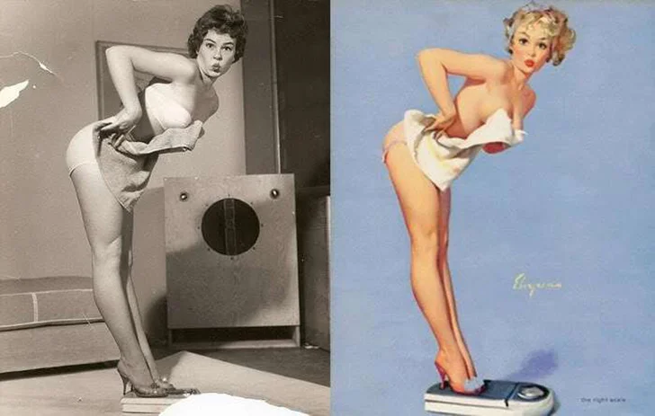 До и после: реальные лица легендарных пин-ап-моделей пин-ап, pin-up, модели, постеры, ретро, девушки, сравнение, фото